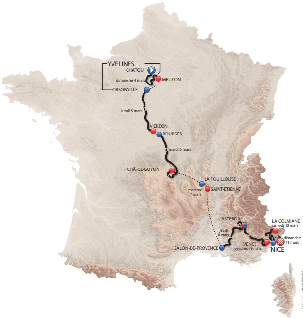 2018 Paris-Nice map